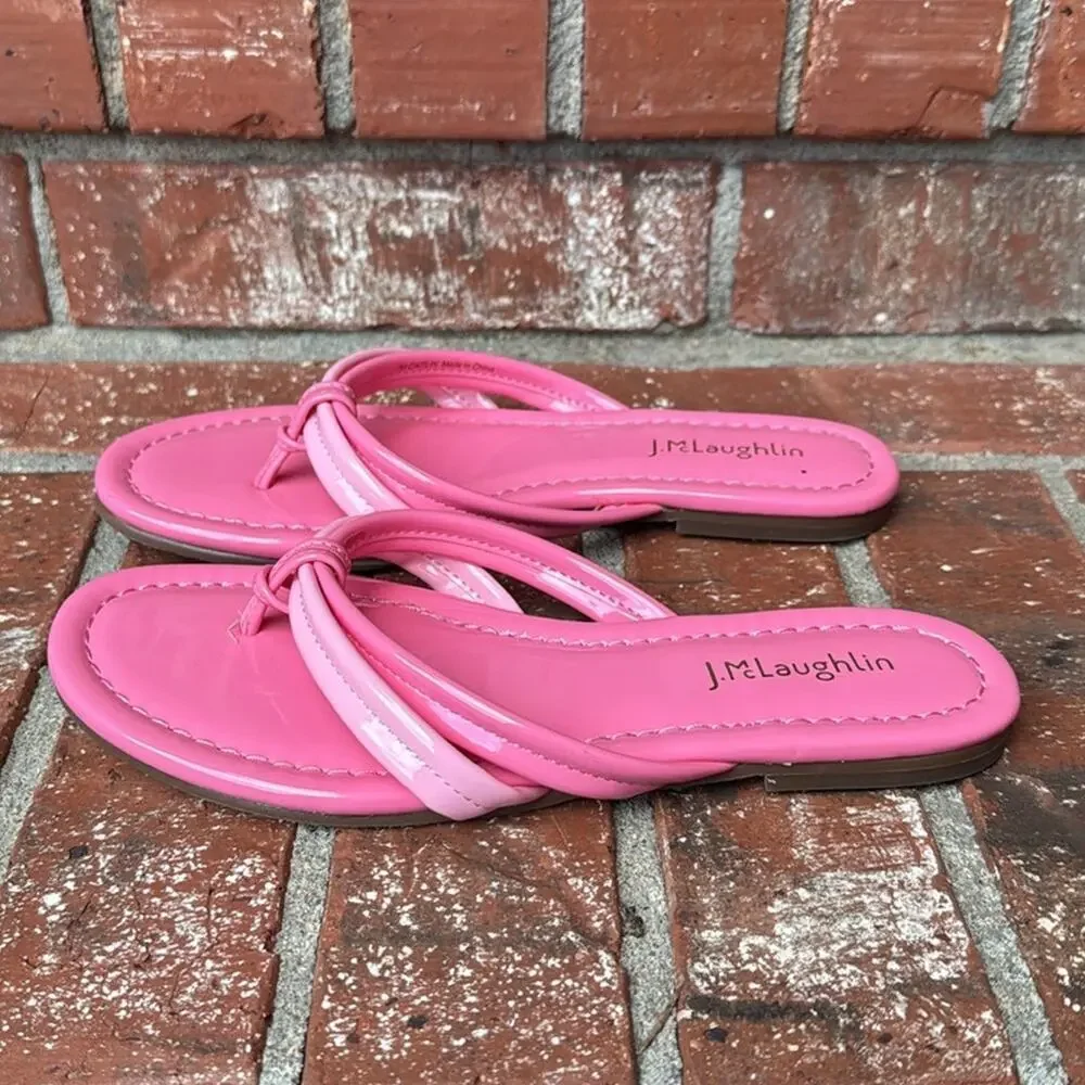 J. McLaughlin Caitlin Sandals Women's 7 Pink Two Tone Flip Flop Thong Slides
